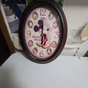 WSD Mickey Mouse Clock Vintage Battery Operated 15” High 11” Wide. Clock Works.